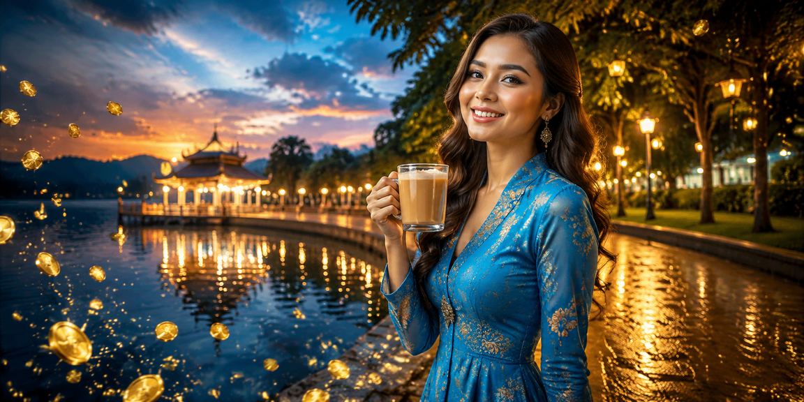 Pemain Malaysia dalam pakaian tradisional menikmati pertaruhan atas talian dengan bonus 281