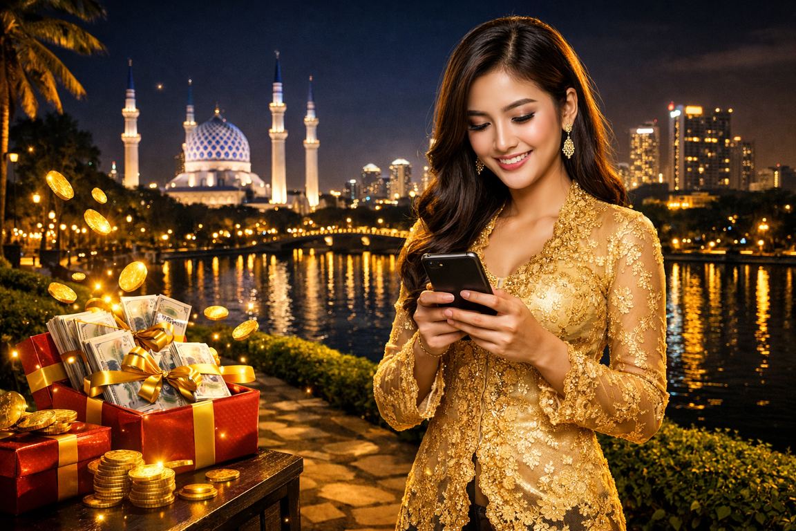 Pemain wanita dalam pakaian kebaya menikmati kasino mudah alih di Selangor
